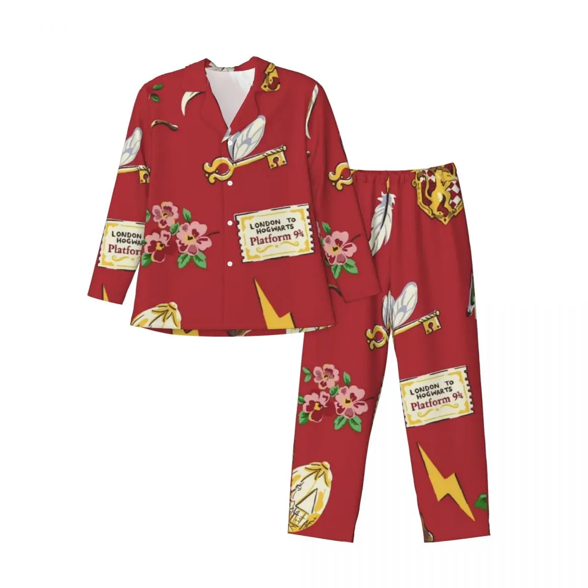 

Harry Potter Women's Pajamas Set Button Down Pajama 2 Piece Suit Pyjama Femme Nightwear Loungewear