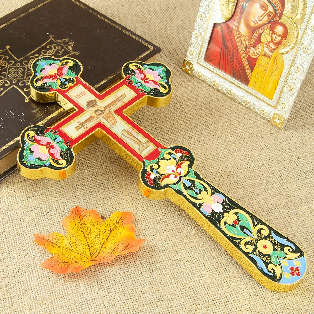 

Metal Orthodox Church Cross Craft Jesus Crucifix Icon Picture for Church Home Altar Decoration Church Prayer Item