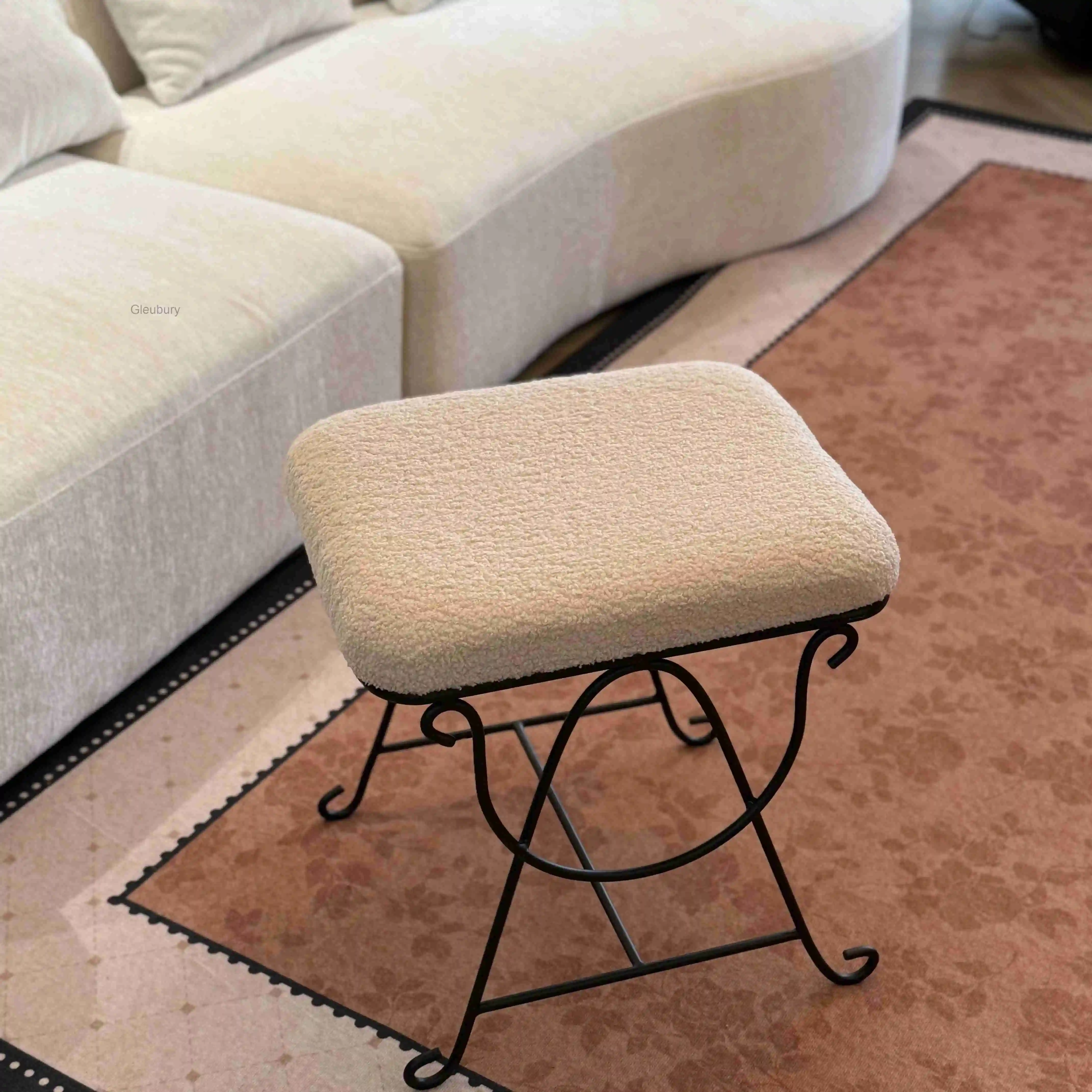 Bench, Style Metal Vanity Retro Mid‑Century Minimalist Movable Shoe Change Stool Bed End Bench Piano Stool for Bedroom Entryway