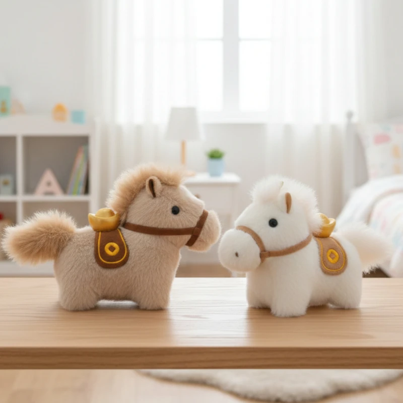 럭키 호스 플러시 키체인 및 장식품 2026년 조디악 마스코트 귀여운 디자인 키링 책상 장식 및 축제 기념 선물