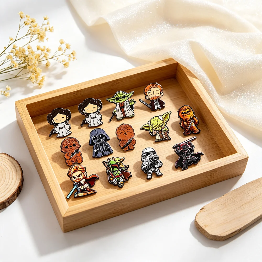 Cartoon Sci-Fi Character Enamel Pins Set Cute Collectible Metal Lapel Brooches for Backpacks 4/6/7/8pcs Fans Gift