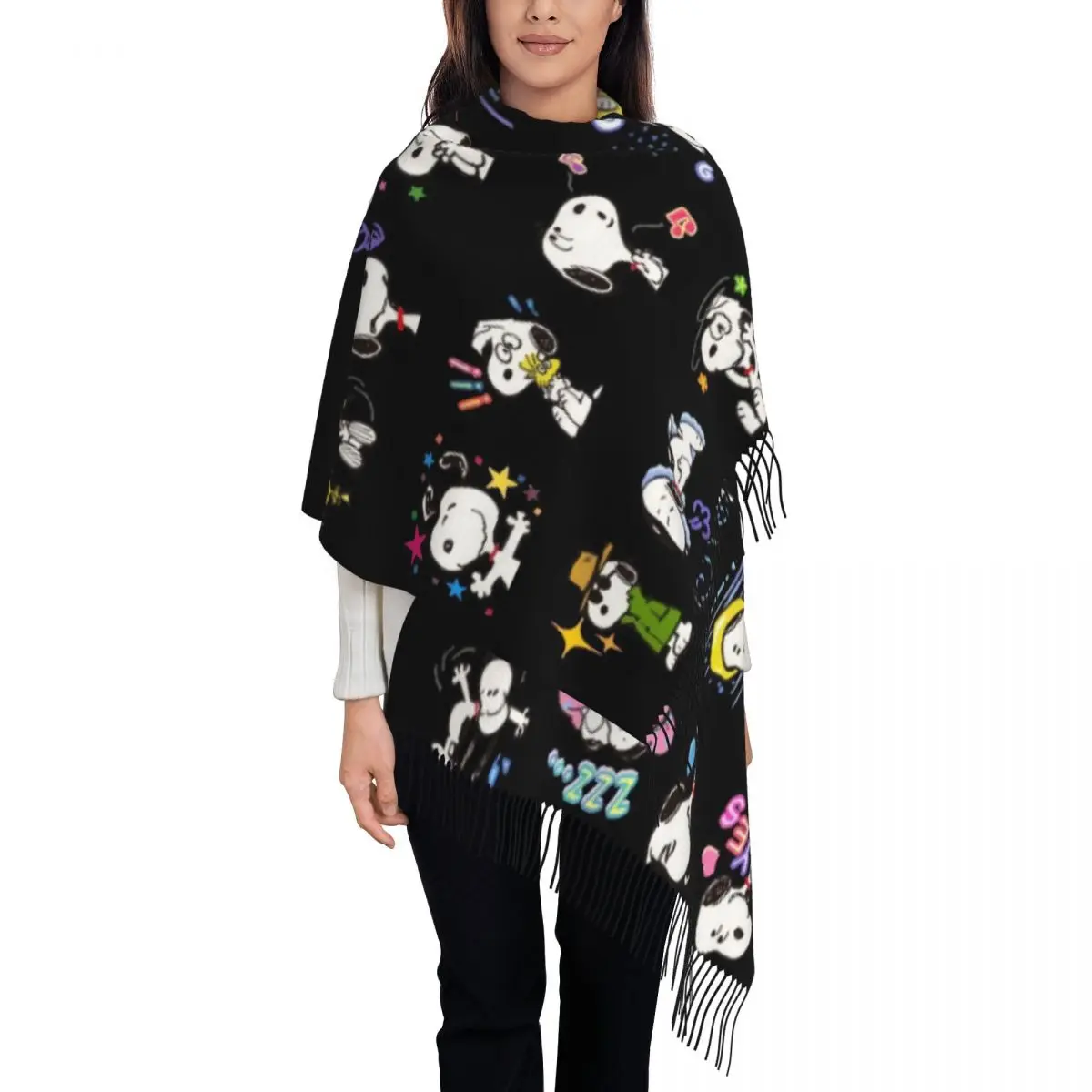 

Custom S-snoopys Animated Cartoon Scarf Women Fashion Winter Fall Shawl Wraps Tassel Wraps