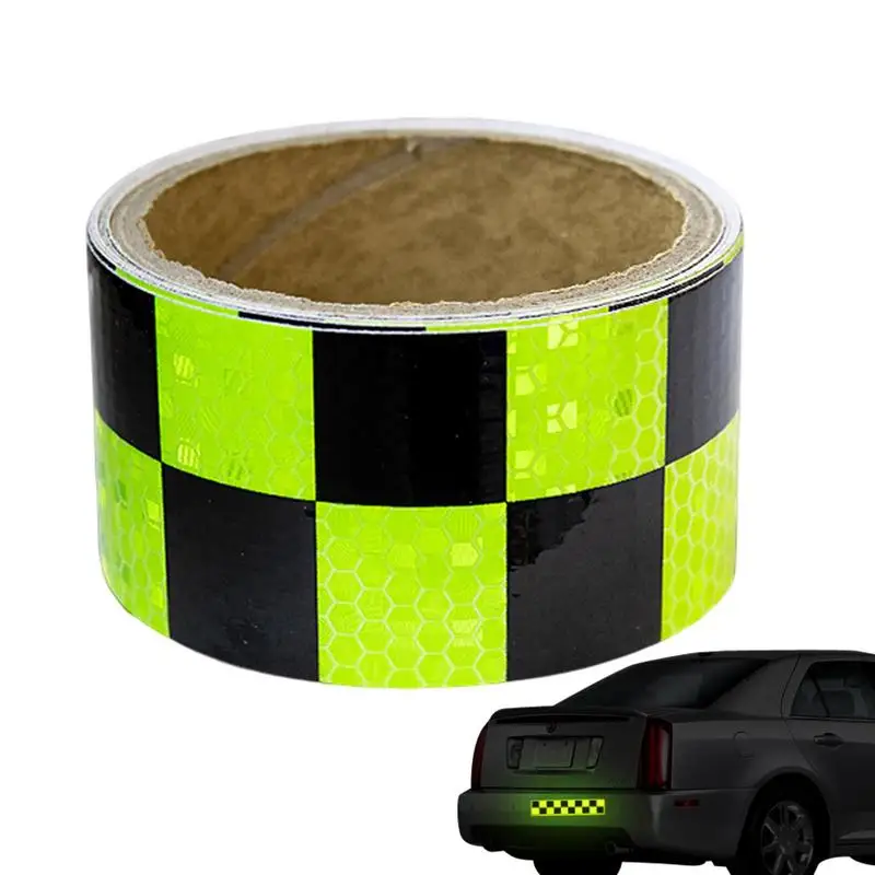 Lattice Reflective Strip Car Sticker Self Adhesive Reflective Shining Reflective Checkered Tape For Car Safety Warning 1 Roll