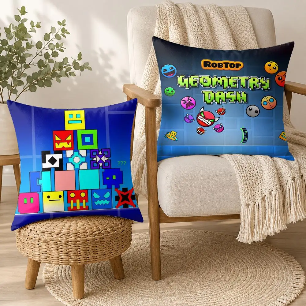 G-Geometry Dash V-Video Cushion Cover Square Decorative Throw Pillow 40x40cm For Sofa Bedroom Living Room Home Decor