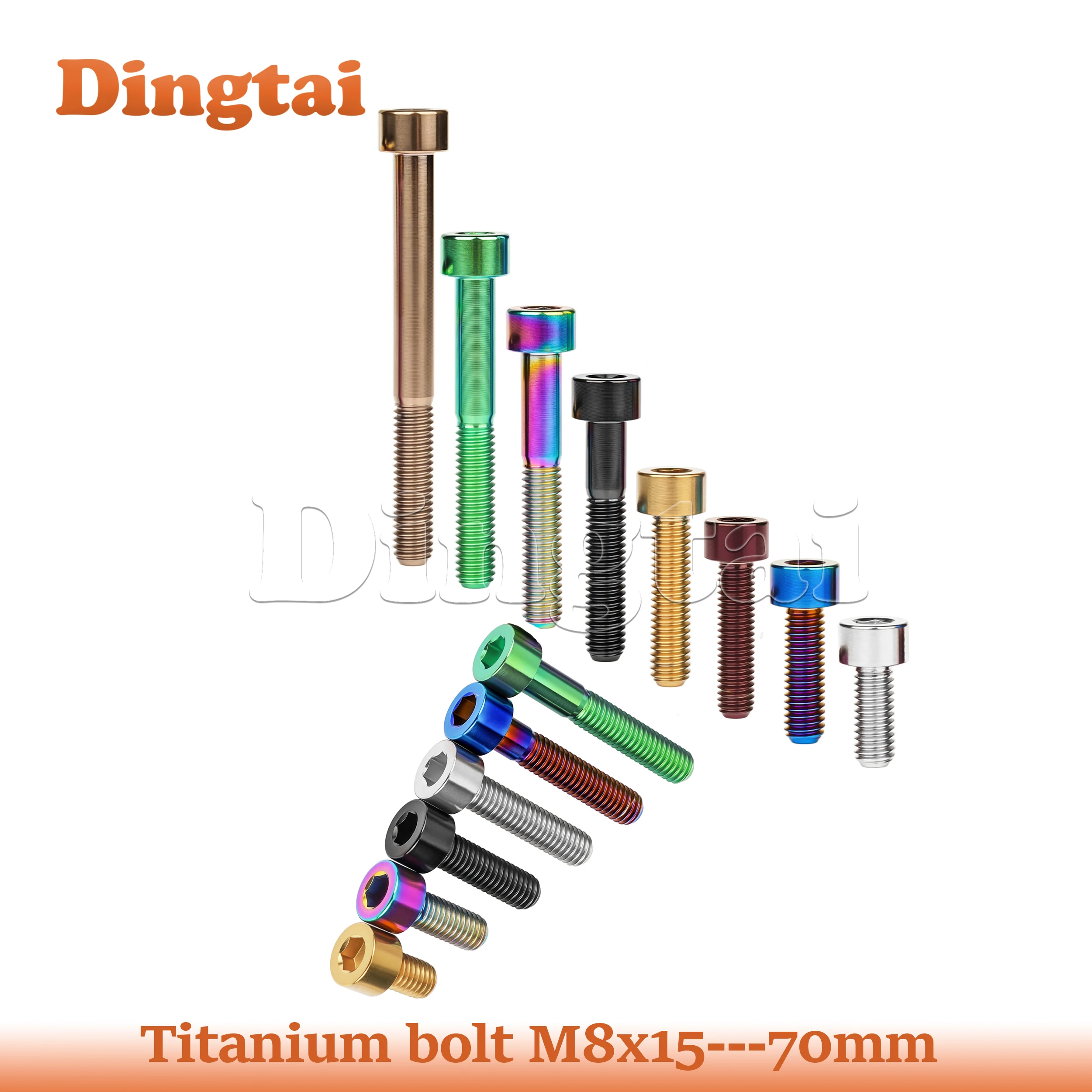 Dingtai Titanium  Bolt M8x15/ 20/ 25/ 30 /35/ 40 /50/60 /70mm Socket Head Screw for Bicycle Motorcycle Car