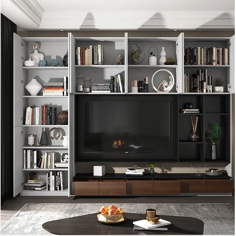 

New TV cabinet combination, modern simple living room integration, light luxury background cabinet