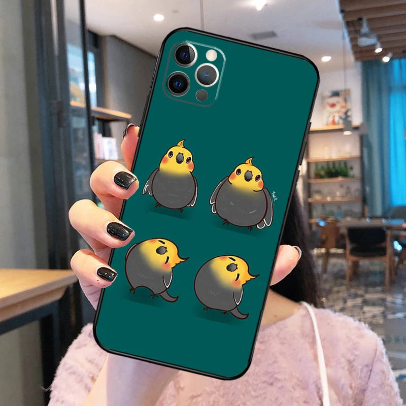 Chubby Cockatiels Parrotlets Phone Case For iPhone 14 15 16 Pro Max XS X XR Cover For iPhone 13 12 Mini 11 Pro Max Plus