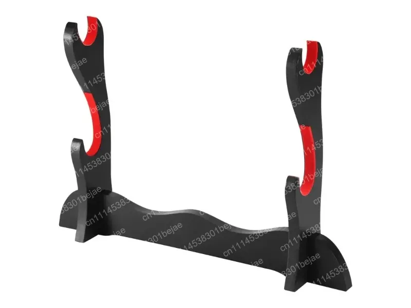2 Tier Sword Holder Wall Mount Bracket Hanger Rack with Red Cotton Display Stand