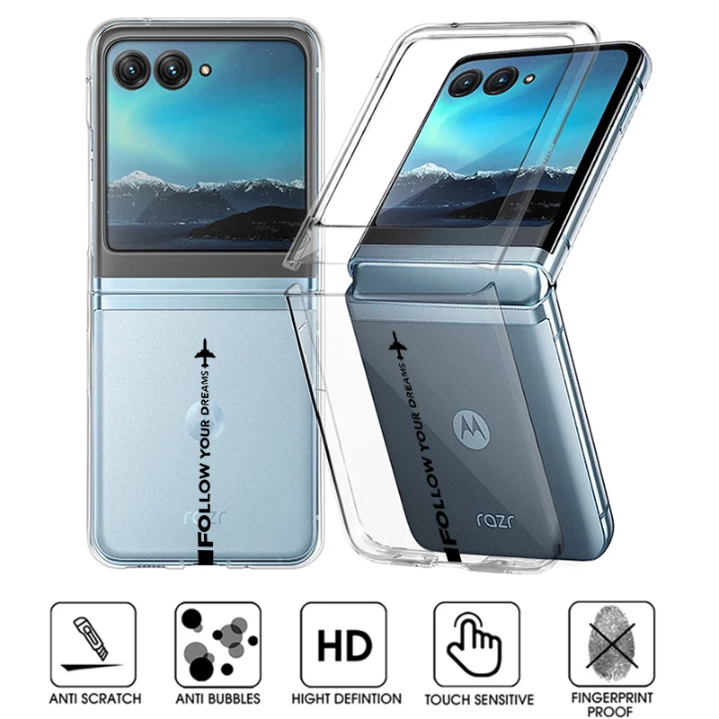 Funda de teléfono con diseño de ruta de avión para Motorola Razr 60 40 50 Ultra Razr60 Razr40 Razr50, funda transparente plegable de PC a prueba de golpes