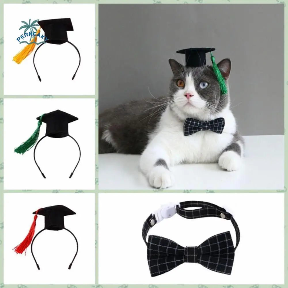 

Cat Degree Hat With Tassel Cat Graduation Cap Felt Elastic Dog Dr. Hat Adjustable Dog Degree Hat Photograph