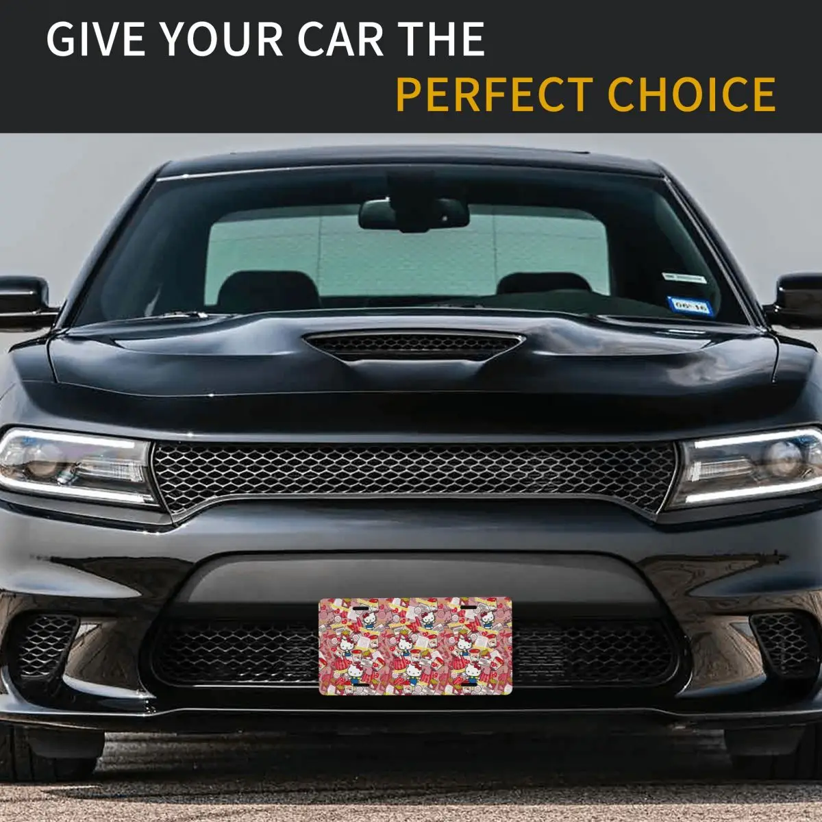 مخصص مضحك مرحبا كيتي القط أنيمي الزخرفية لوحة ترخيص معدنية الألومنيوم سيارة الجبهة الغرور العلامة 6x12 بوصة