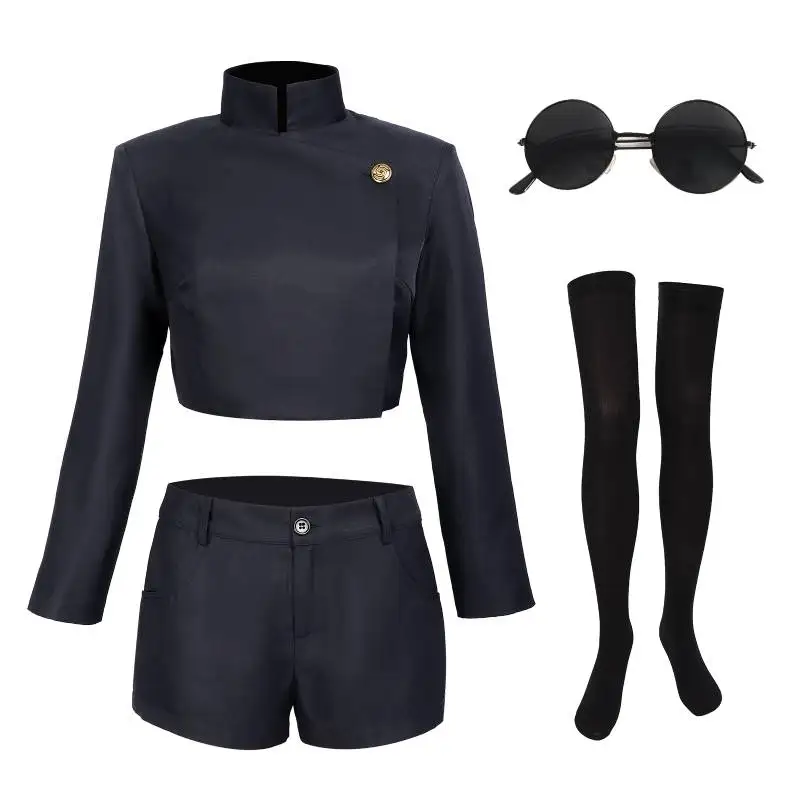 WENAM Satoru fantasia cosplay para mulheres, jaqueta e shorts, meias de coxa com óculos, uniforme de escola secundária para Halloween