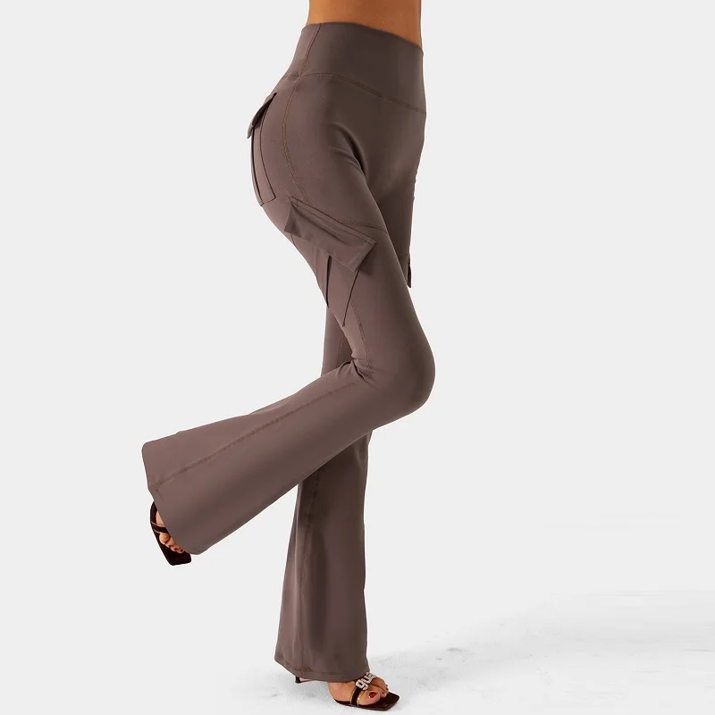 Le più nuove donne gamba larga Leggings da Yoga elasticizzati ad alta elasticità Naked Feeling Compression abbigliamento da lavoro Fitness a vita alta con tasche pantaloni da Yoga