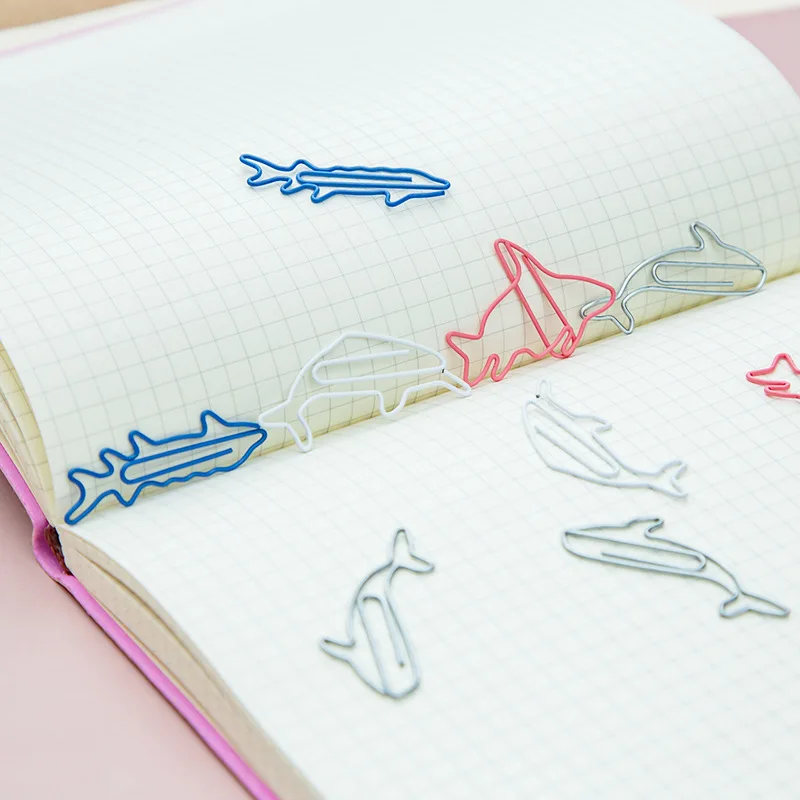 Creative Sea Animal Paper Clips Special-shaped Paper Clip Color Cartoon Fish Bookmarks Wholesale Modeling Metal Stationery Gift