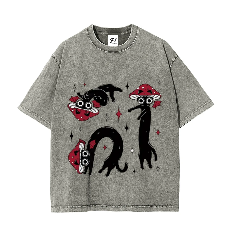 ملابس صيفية ناعمة Y2k تي شيرت جرافيك مع فطر لطيف 100% قطن بأكمام قصيرة ورقبة دائرية ملابس مريحة للشارع ملابس نسائية