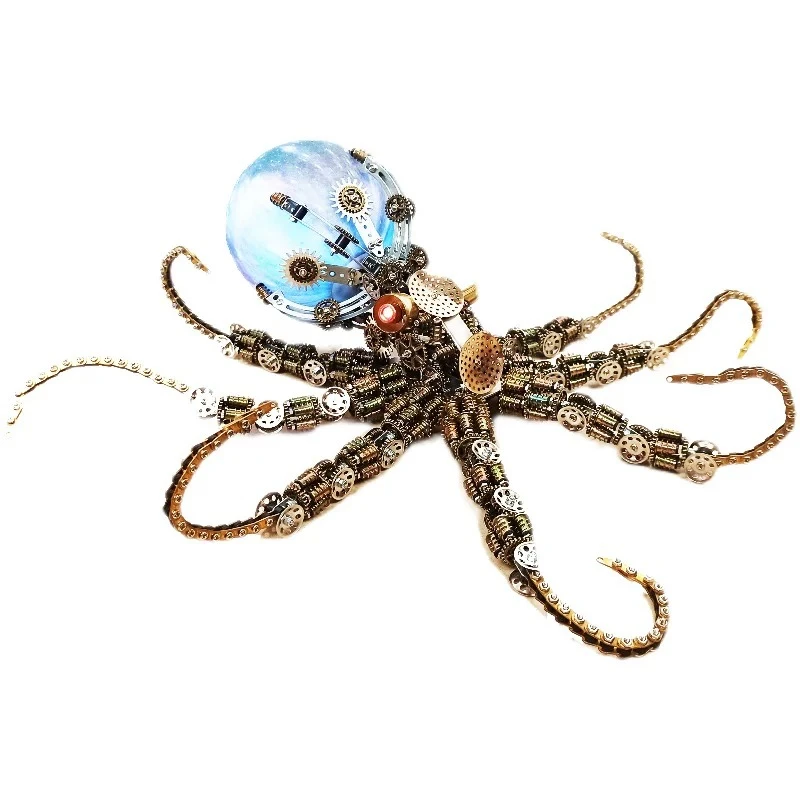 Mechanical metal assembly, difficult octopus manual assembly model ornament, precision boys gift