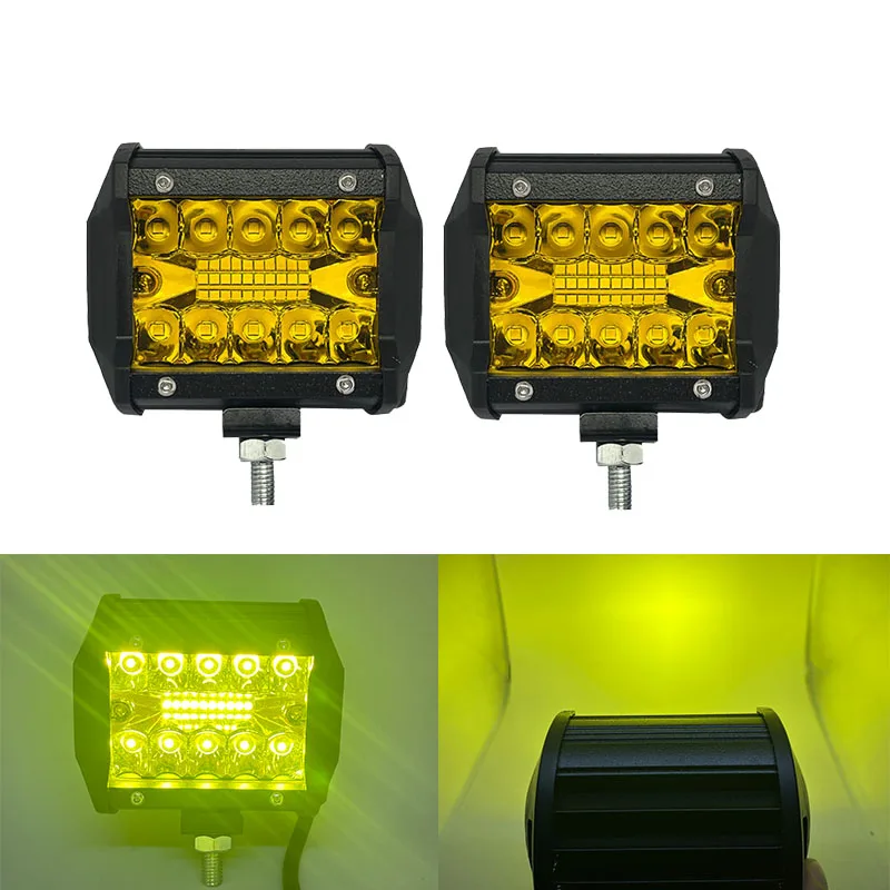 4/7Inch LED Spotlight Aluminum Alloy Driving Waterproof Yellow Led Work Light Universal For Off-Road Truck Car ATV Boat Fog Lamp