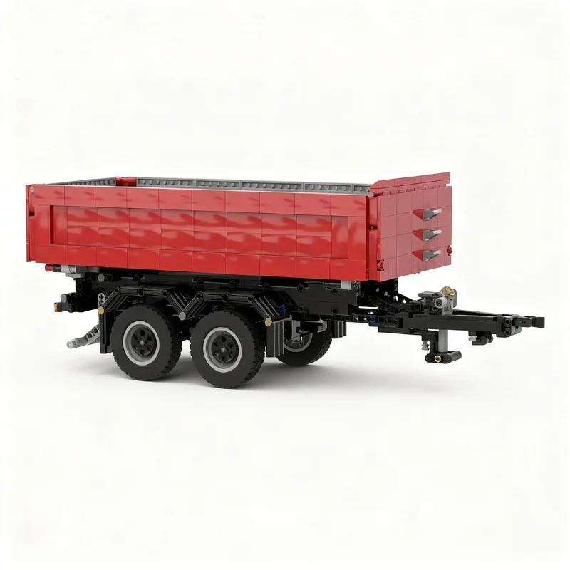 

1311PCS MOC Technology Zentralachs Kippanh Nger Center Axle Tipper Trailer Model DIY Creative Building Blocks Display Gift Home