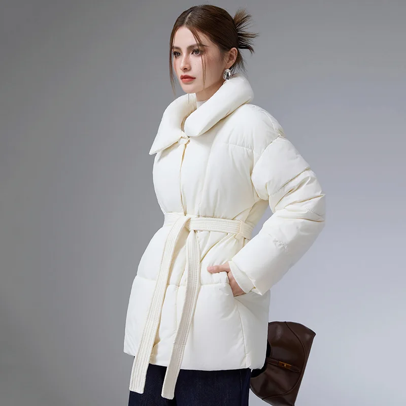 ملابس قطنية جديدة لخريف وشتاء 2025 سترة دافئة عصرية ملابس نسائية شتوية أنماط متوسطة ، معاطف سترة سميكة #4