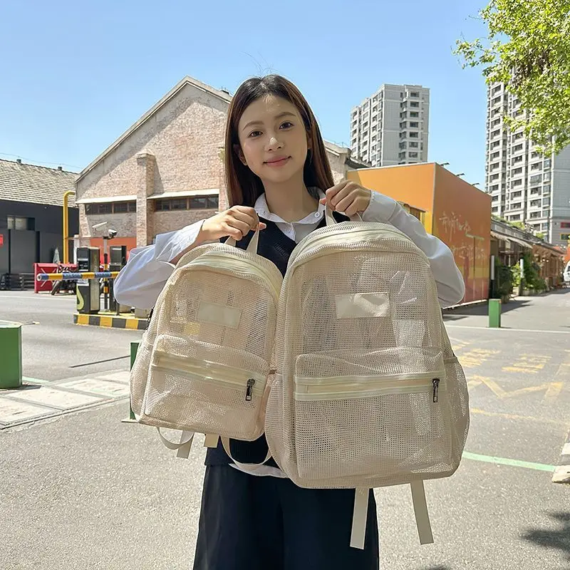 Summer and Autumn Simple Casual Lightweight Travel Pure Color Large Capacity Portable Backpack for Students