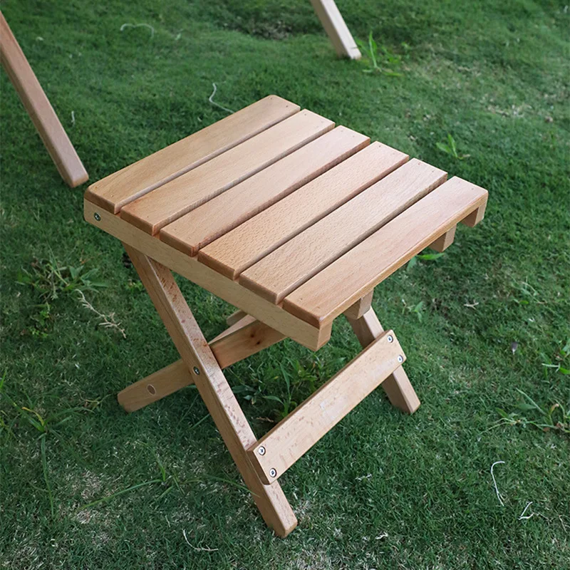 

Outdoor Solid Wood Camping Folding Stool Outdoor Camping Home Fishing Travel Small Maza Nature Hike Portable Storage Stools