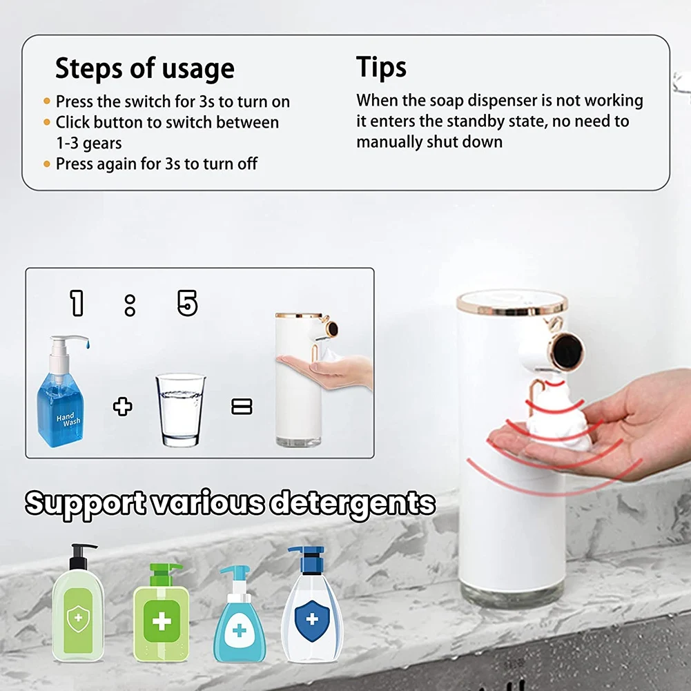 Automatic Foam Soap Dispenser, Touchless Electric Soap Dispenser, Auto Adjustable Soapdispenser for Kitchen Bathroom HOT