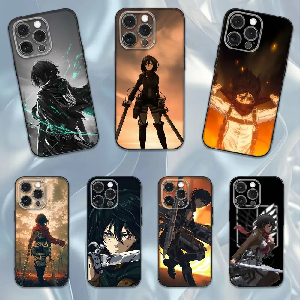 

A-Attack on T-Titan M-Mikasa Phone Case For iPhone 16e,16,15,14,13,12,11,Pro,X,XS,Max,XR,Plus,Mini Soft Black Cover