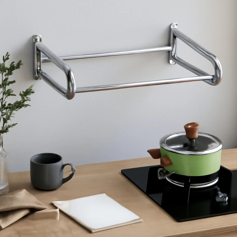 

304 Stainless Steel Microwave Oven Rack Wall Mounted Heavy Duty Shelf Kitchen Storage Organizer for Small Apartment