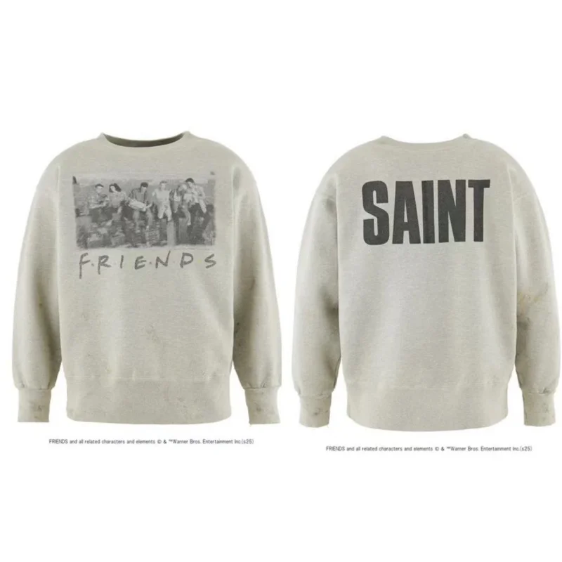 Heavyweight Washed Character Print Letter Print Vintage Winter Loose Fit Men Women High Quality SAINT Pullover Sweatshirt