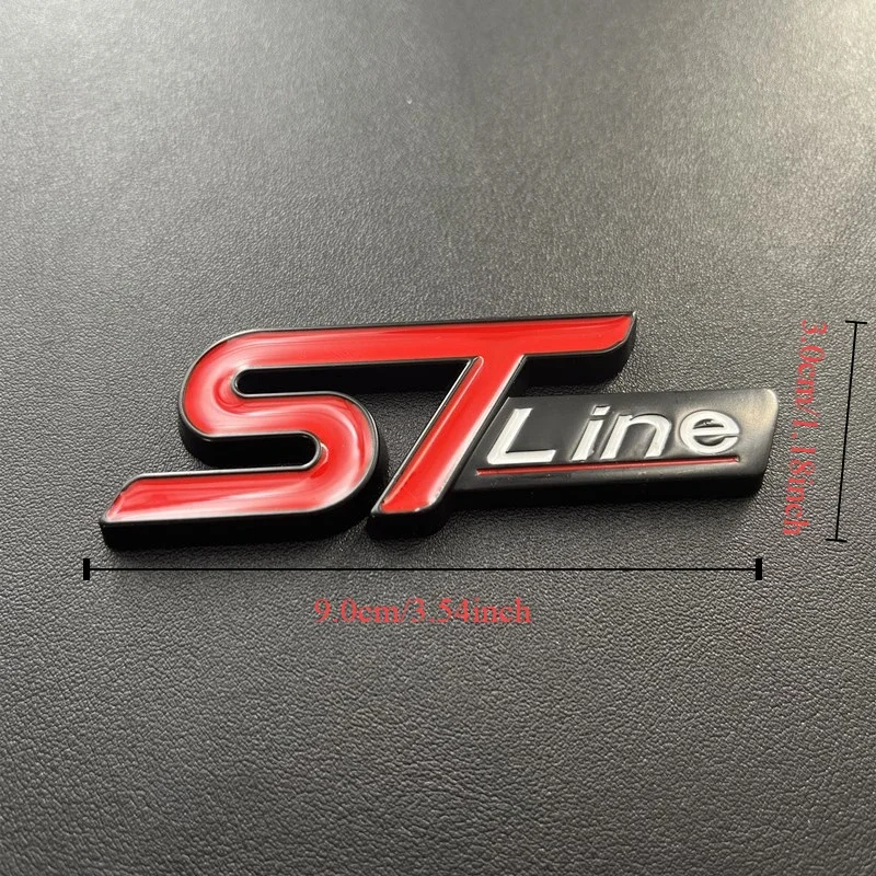 3D Metal ST Line Logo Car Front Grill Emblem Sticker Rear Trunk Badge For Ford Kuga MK3 MK4 S Max Focus Puma Fiesta Accessories