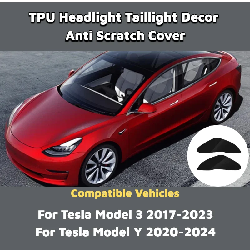 TPU Scheinwerfer- und Rücklichtschutzfolie für Tesla Model 3 Y 2017-2024 Rauchschwarz Abdeckung Wrap Aufkleber Auto-Außenzubehör – Detail 1