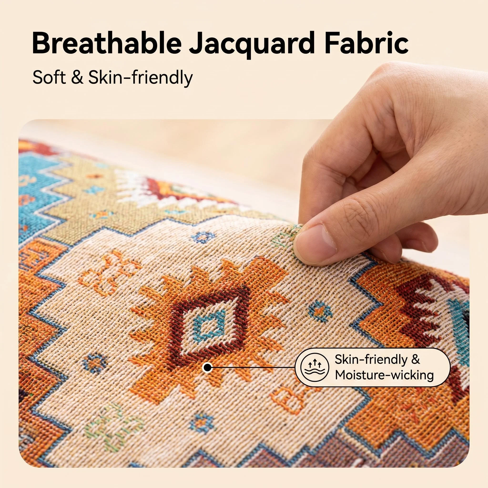 1pc Bohemian Jacquard Non-Slip Sofa Cover, for All Seasons Boho Style Furniture Protector Pet Friendly & Machine Washable Towel