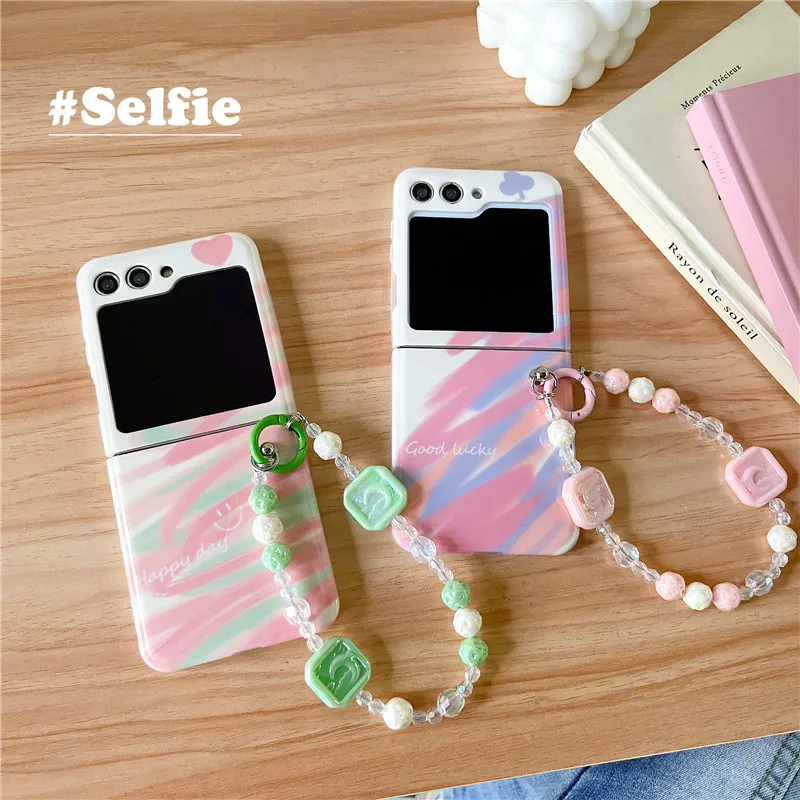 

Colorful Graffiti Phone Case For Samsung Galaxy Z Flip 3 4 5 5G Bracelet Protective Shell Flip5 Flip4 Cover