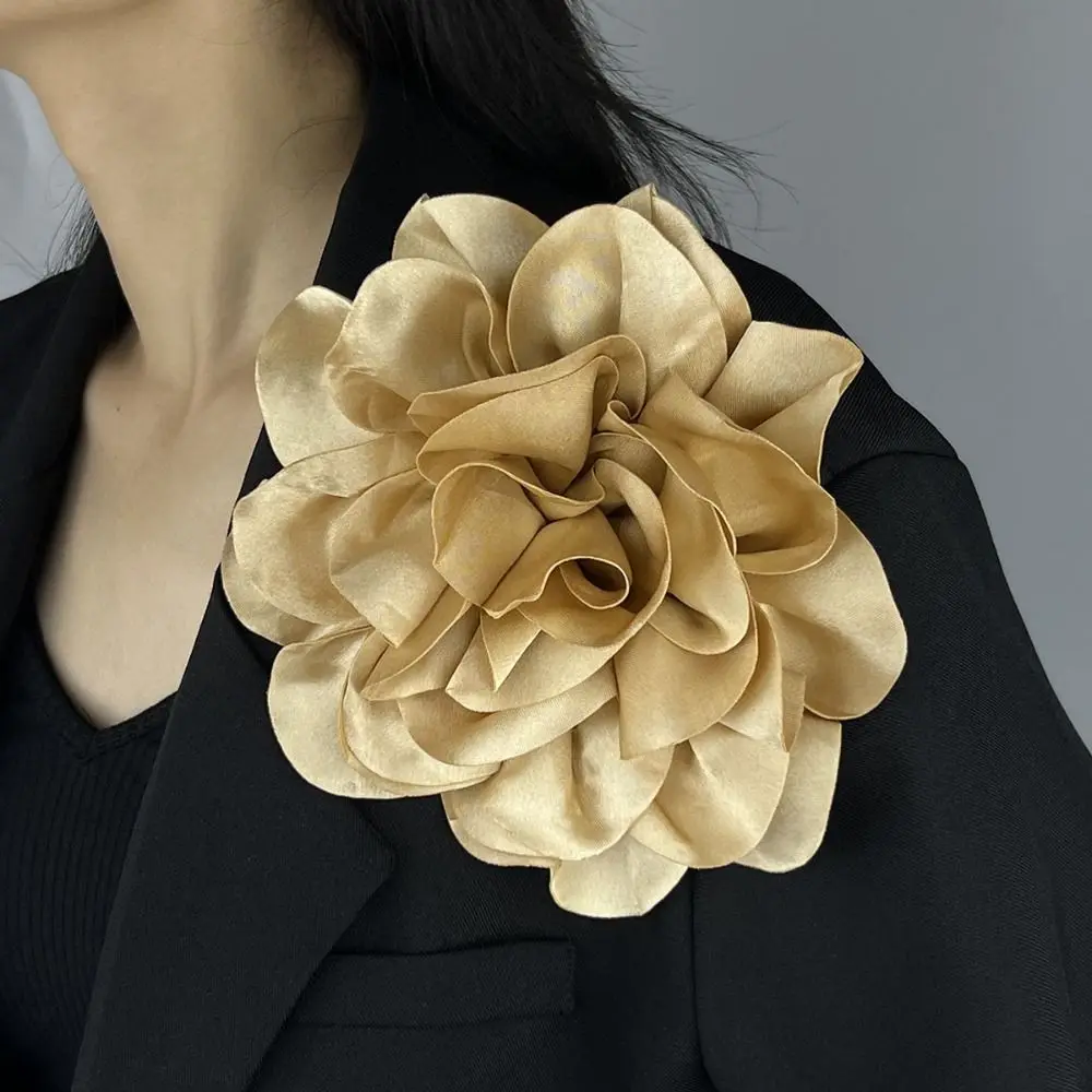 Handmade Clothing Accessory 19CM Brooch Large Flower French Badge Satin Ornamental Pin