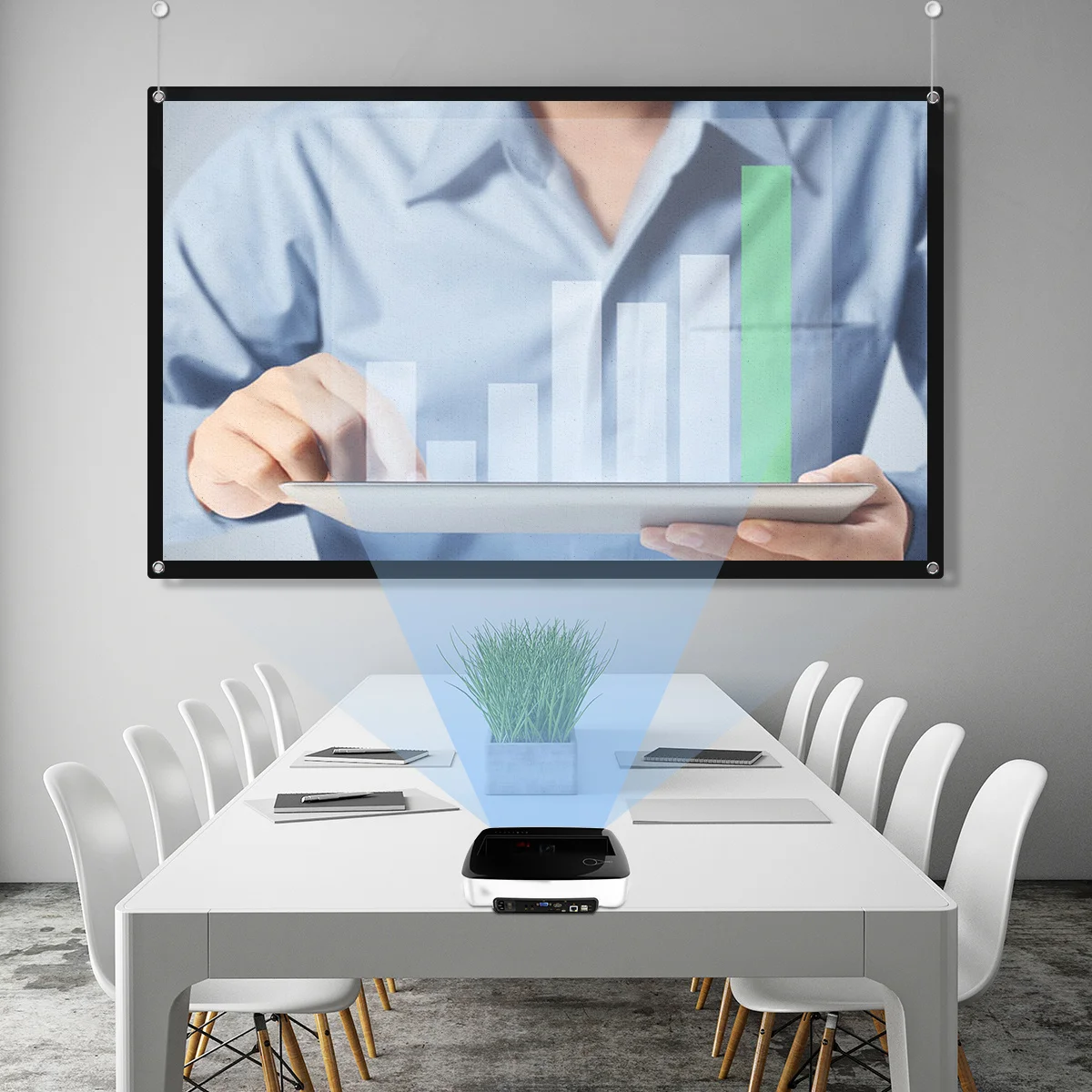Portable Anti-Crease Projector Screen Premium Material Easy Installation Business Education Classroom Office