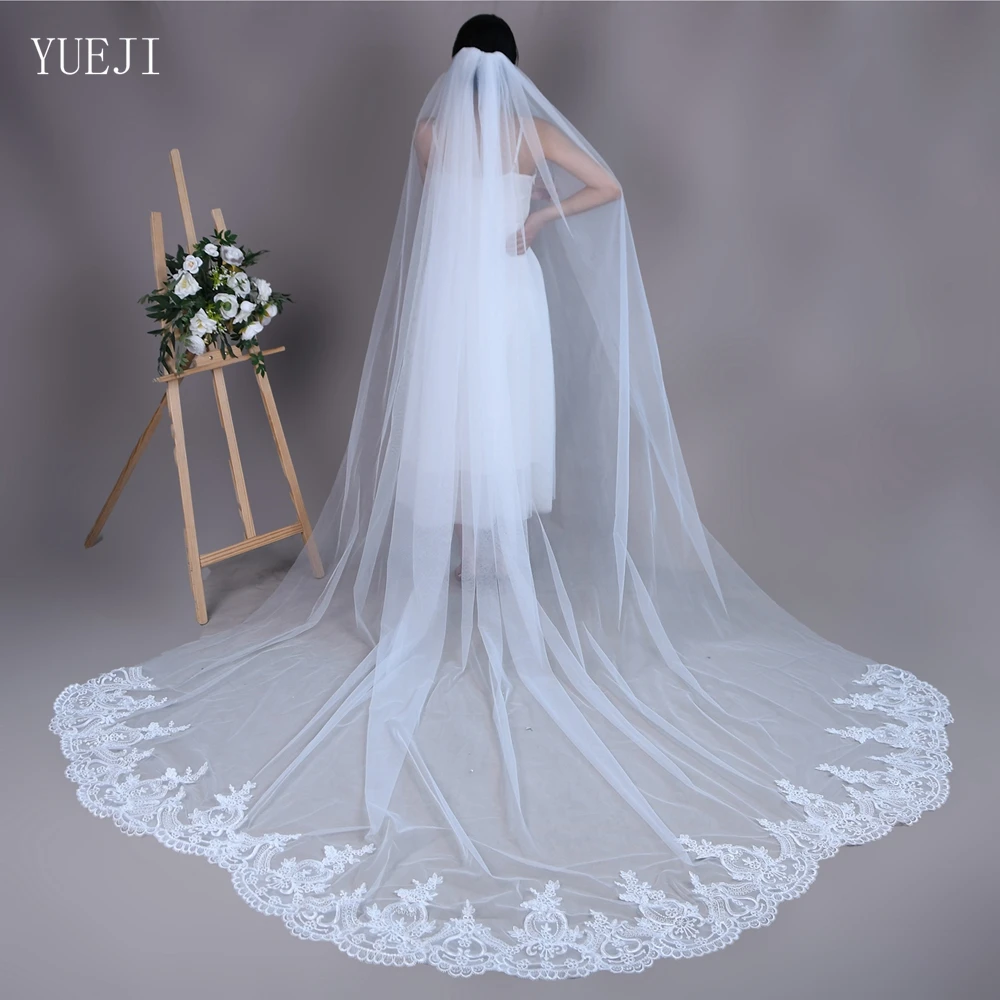 

YUEJI Elegant Petal Bridal Veil Double Chapel White Wedding Accessory Velos De Novia Lujo 2024 Floral Veil Wedding YJ61