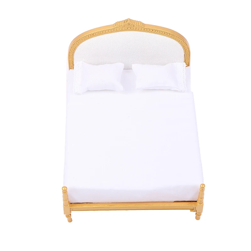 1/12 casa delle bambole in legno Mini letto singolo/matrimoniale casa camera da letto mobili giocattolo regalo soggiorno mobili modello bellissimo giocattolo fatto a mano