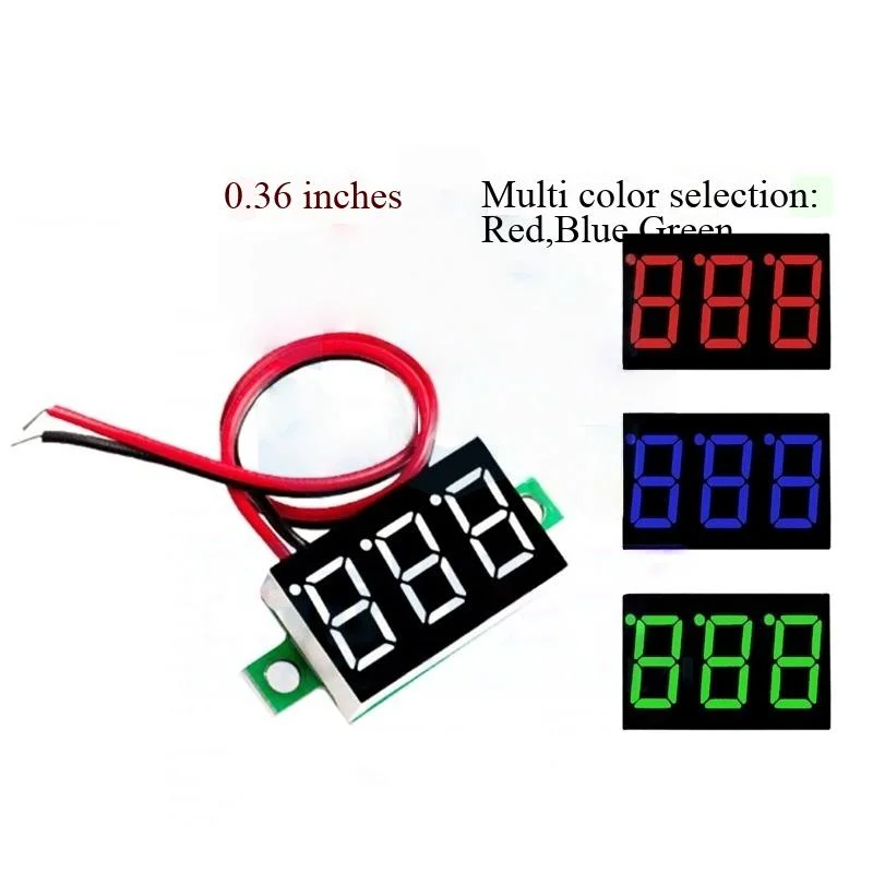 Two-wire voltmeter 0.36 inch DC4.5V30V DC voltmeter head motorcycle voltmeter digital display meter
