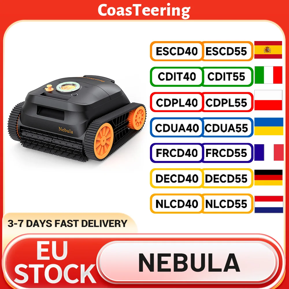 CoasTeering Nebula Cordless Robotic Pool Cleaner, 180 Mins Runtime, Brushless Motors, Wall Climbing & Waterline Cleaning, Smart