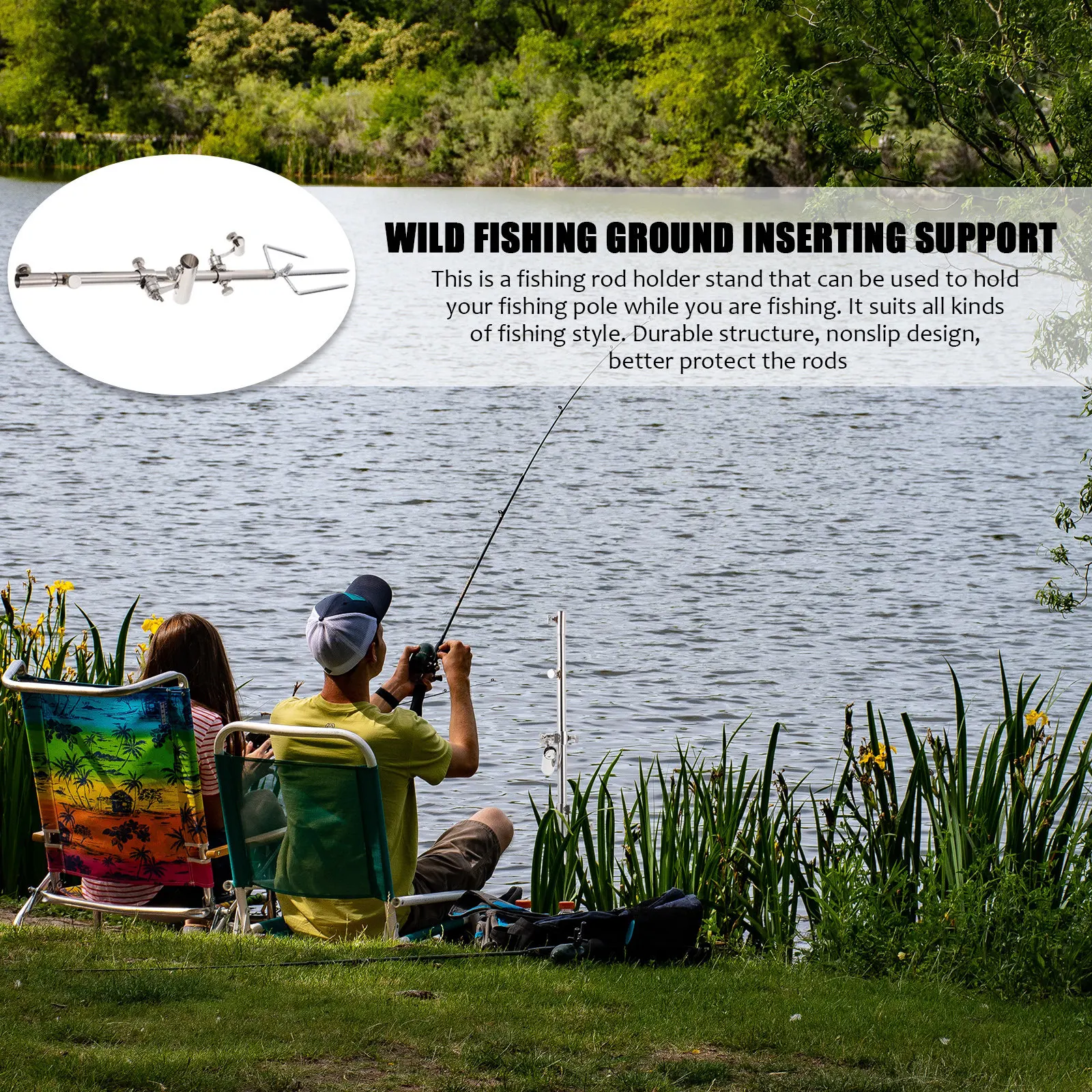 1Pcs Fishing Rod Holder Stainless Steel Thickened Rod Stand Ground Insert Stable Nonslip Fishing Pole Rack Accessory Outdoor Use