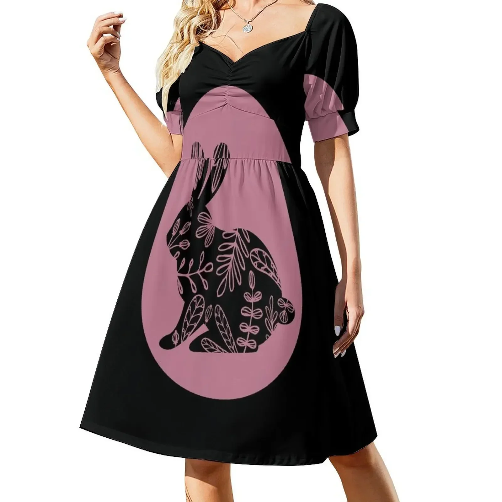 

Easter Bunny Easter Egg Hunting Short-Sleeved Dress Aesthetic clothing long dresses for women Dress
