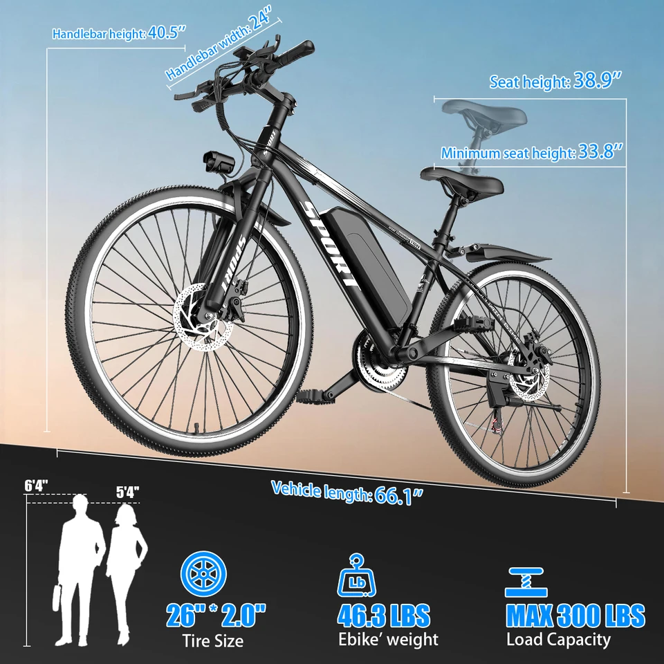 ASKGO Adult Mountain Electric Bike, 1500W Peak Motor, 25MPH Max Speed, Max 30° Climbing Capacity, 55 Miles Range, 7-Speed Gearshift, 48V 10.4Ah Removable Battery, 26" All-Terrain Electric Bicycle for Commute, UL2849 Certified image 7