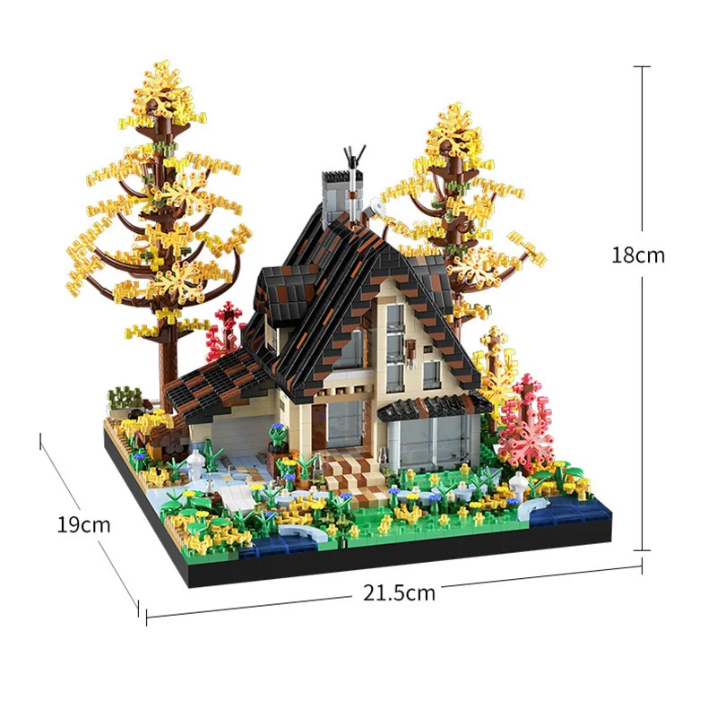 Décennie s de construction de modèle de cabane de forêt de vue de rue de diamant, architecture d'arbre, maison en bois, micro briques de bricolage, jouet pour des enfants, cadeau, 2635PCs