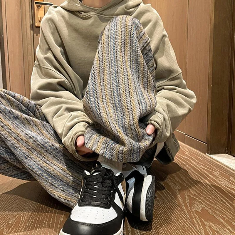 

Men's Sweatpants Wide Leg Essential Fashion Clearance Sale New in Retro Autumn Winter Elegant Male Sports Pants Trousers Stripe