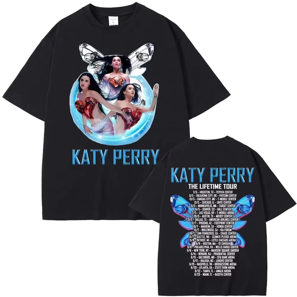 

Футболки для мужчин и женщин 2025 Katy Perry The Lifetime Tour: модные, эстетичные, летние, высококачественные, в стиле поп-музыки