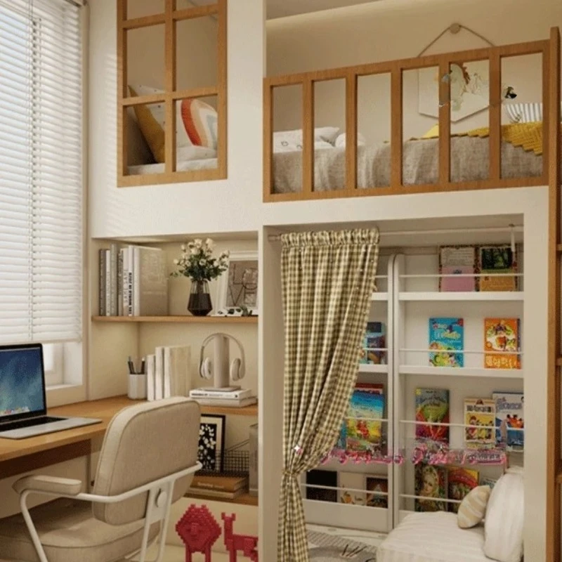 Frame Modern Style  Infantiles Furniture Home Storage Double Decker Kids Beds Guardrail Loft Single Design Children Beds