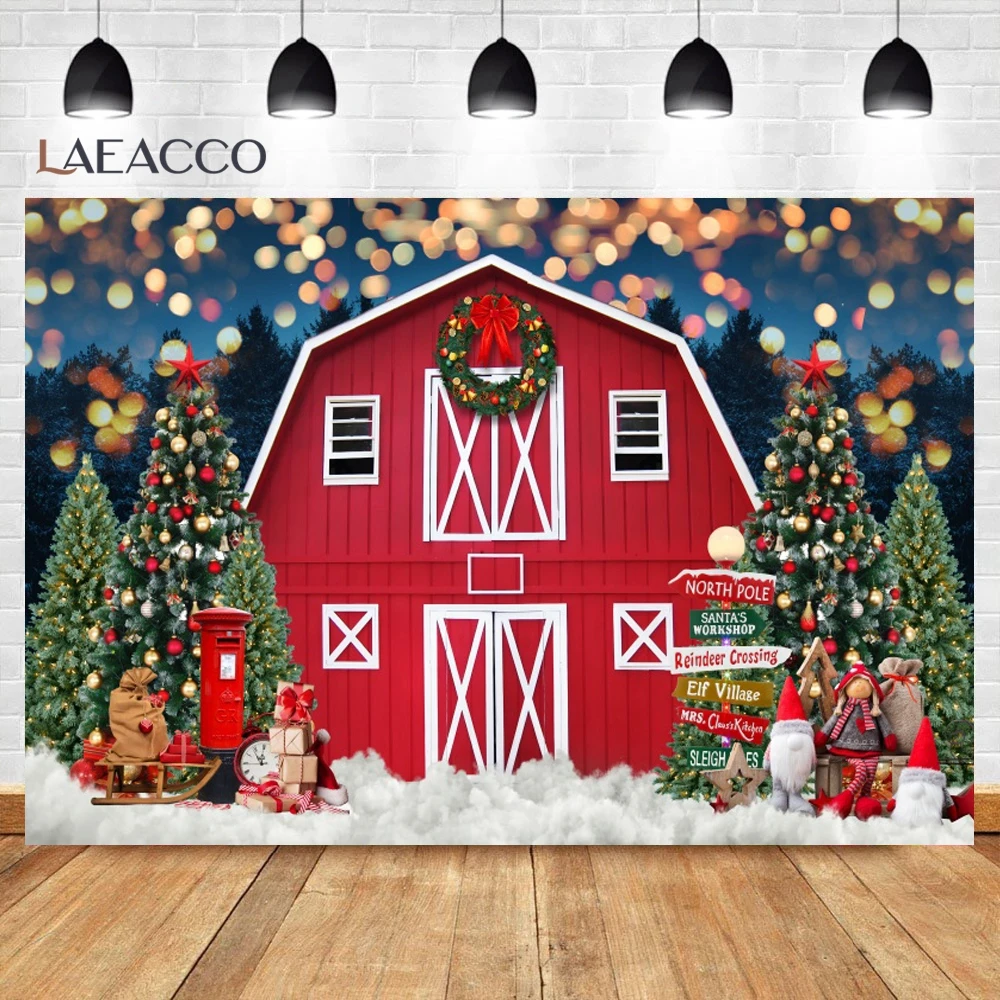 Laeacco зимние Рождественские фоны для фотосъемки снег деревянный дом куклы Рождественская елка внутренний фон для фотосъемки Фотостудия