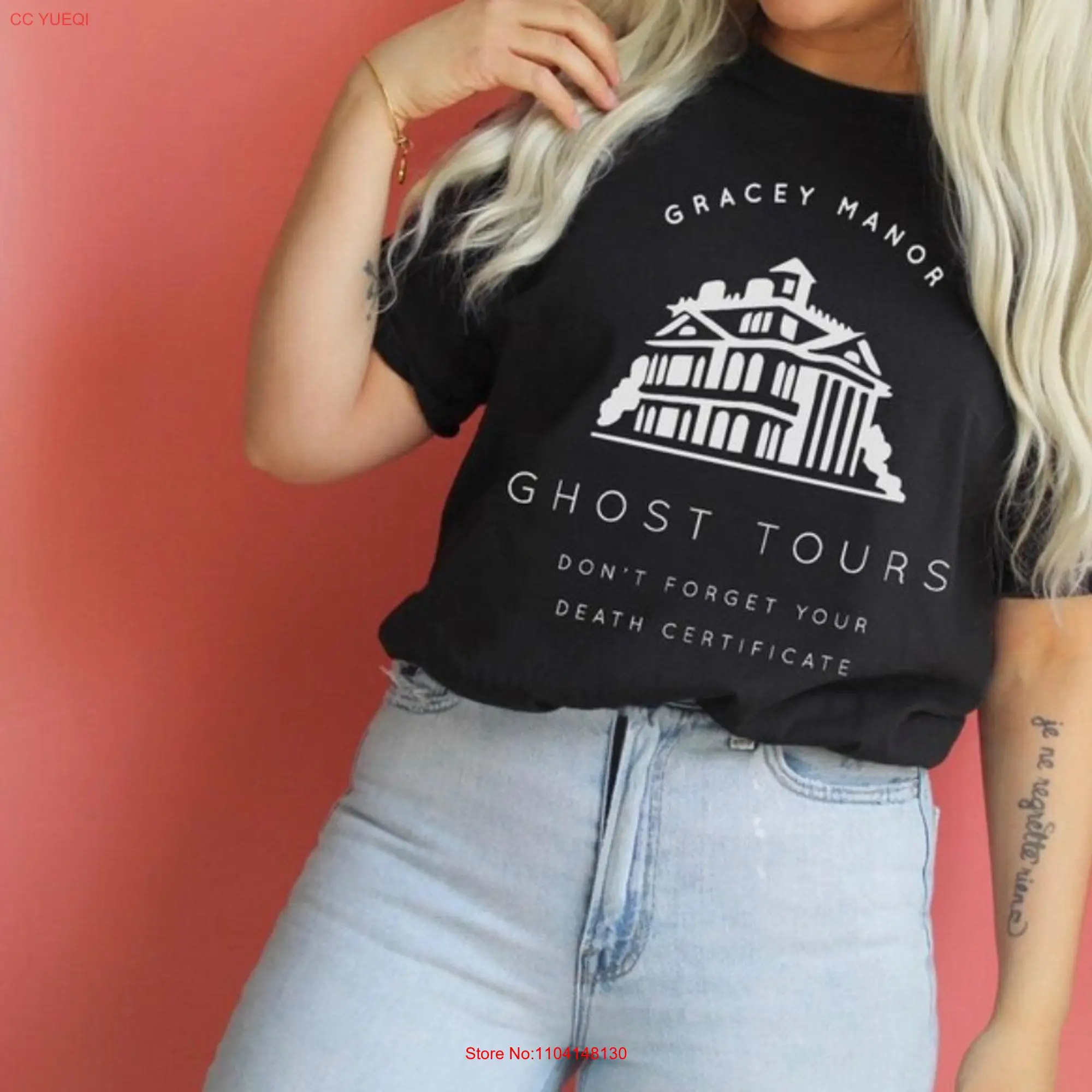 Gracey Manor Ghost Tours Bella Canvas Jersey  T Shirt long or short sleeves