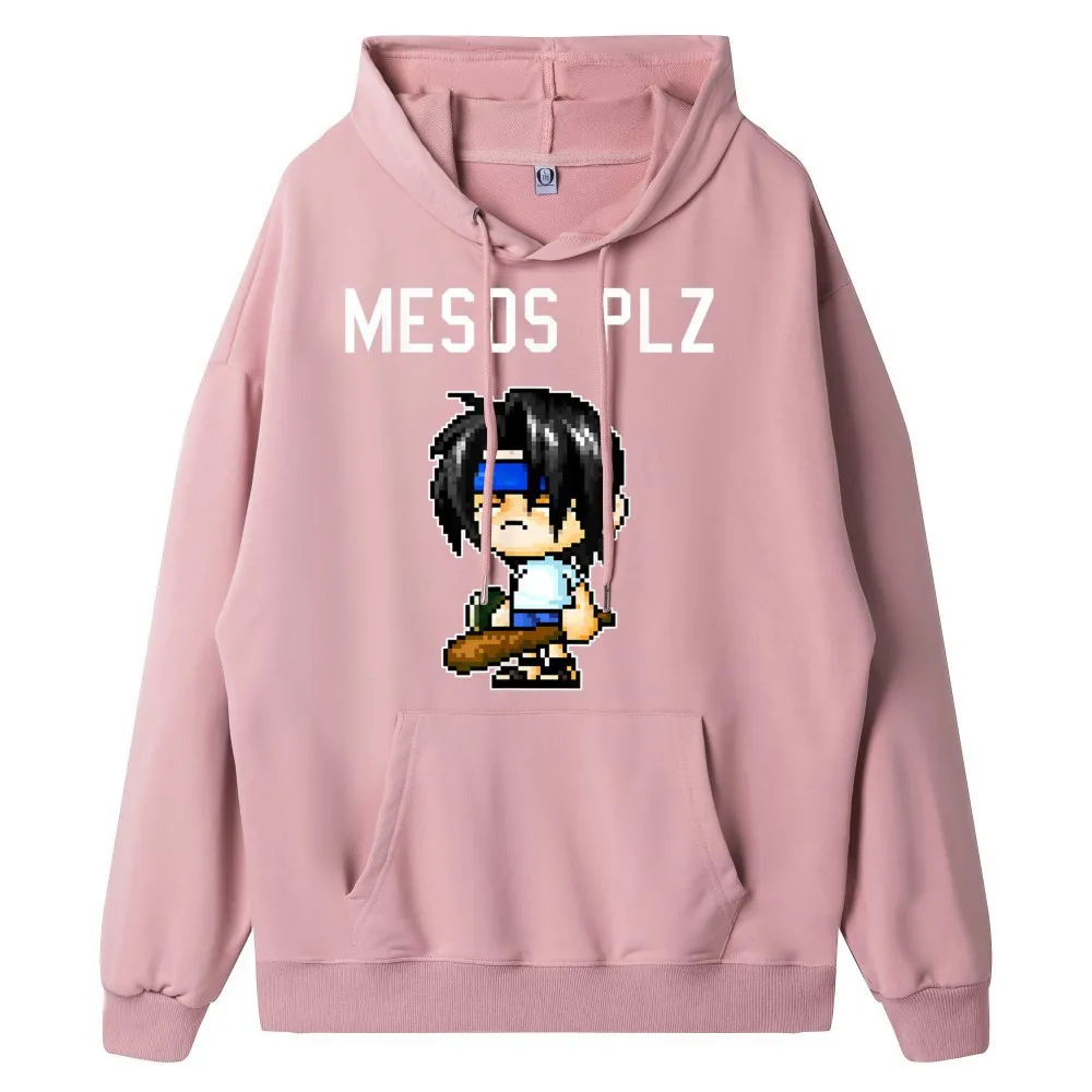 MapleStory Shadower Nightwalker MESOS PLZ Crew Neck Sweatshrt Labor Day Vintage Hoodies long Sleeve Latest Hoodies women's