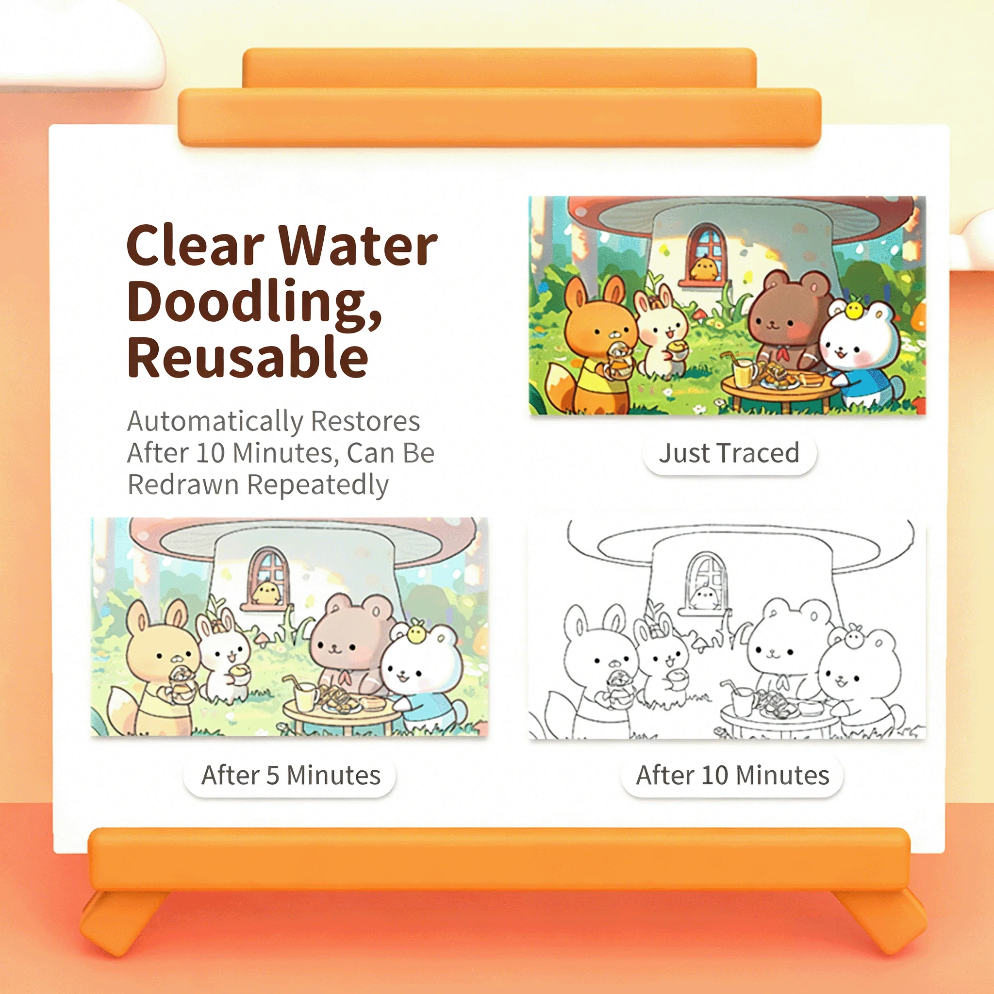 หนังสือวาดภาพน้ำวิเศษ: ชุดระบายสีน้ำใส หนังสือกราฟฟิตี้แบบใช้ซ้ำได้ – ของเล่นเสริมพัฒนาการสำหรับเด็กชายและเด็กหญิง